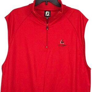 Footjoy Golf Vest Mens Large Red Sleeveless 1/4 Zip Stretch Performance FJ